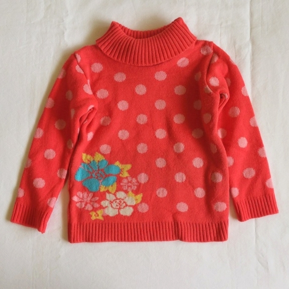 p&b neon floral polkadot jacquard knit turtleneck sweater 3-4 YRS toddler girls - Picture 1 of 6